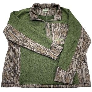 HeyBo Sweater‎ Women XL Green Mossy Oak Camo Pullover Jacket Quarter Zip Hunting